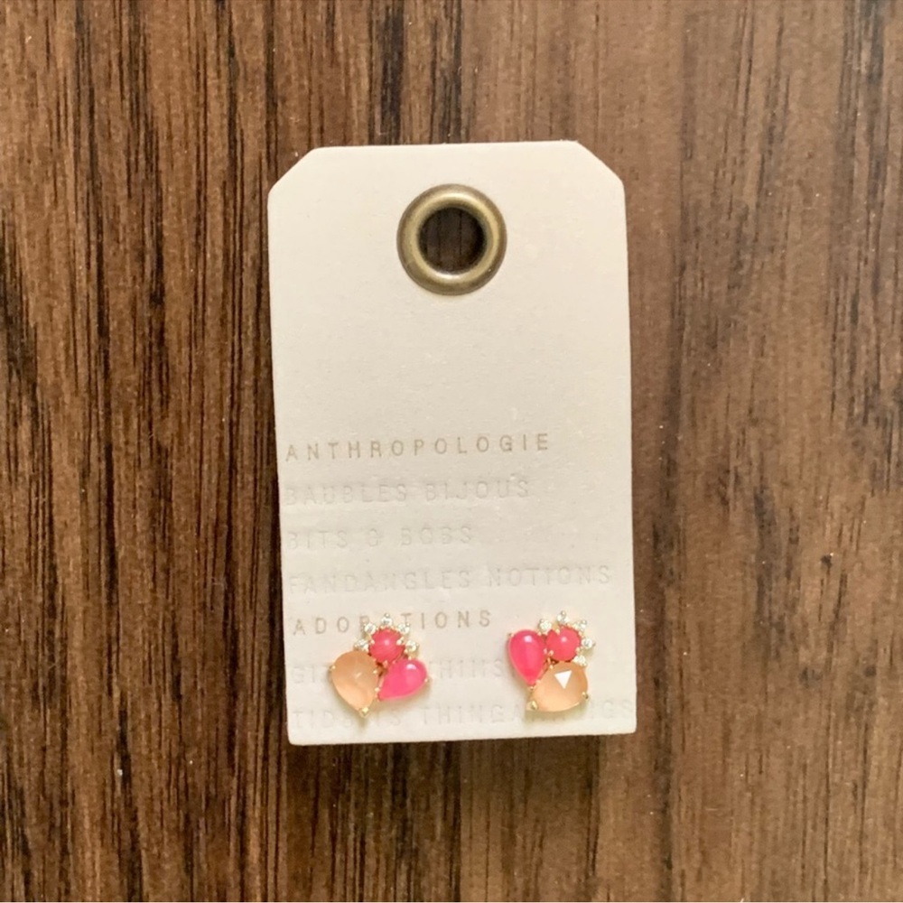 Anthropologie stone cluster earring in pink - Picture 2 of 13